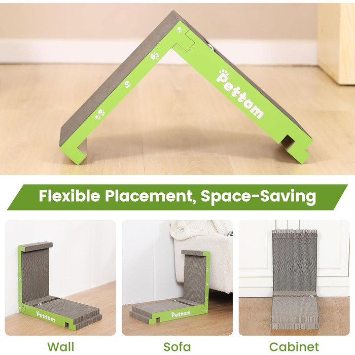 PETTOM Кігтеточка для котів з м'ячиком, з картонної коробки, 66*30 см, двостороння, 43*24*6 см