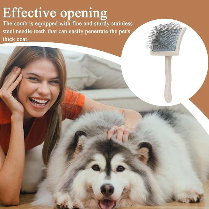Бурштук для собак: щітка з металевого дроту для догляду за шерстю, масажний гребінь для видалення відмерлого волосся, підходить для довгої шерсті