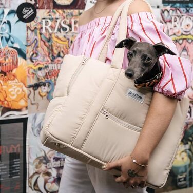 Сумка-переноска для собак та котів Joyflow | 6 кг | м'яка переноска з безпечним кліпом | для подорожей літаком та автомобілем | дизайн Європа | бежева