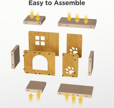 Кігтеточка для котів Gimars 100x30x30 см з м'ячем, тунелем та картонною поверхнею. Великий дім-будинок XXL для котів, захист меблів.