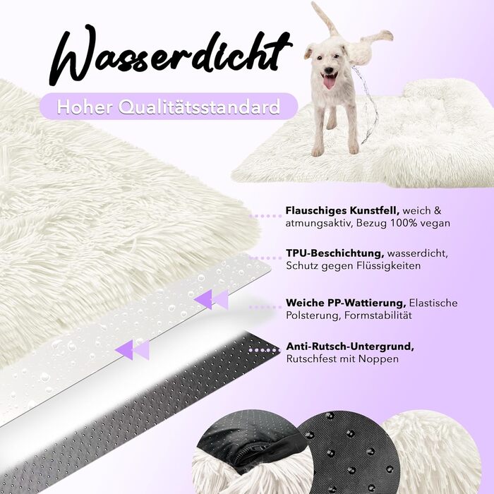 Захисний лежак для собак на диван, плюшевий коврик для собак малого та середнього розміру, водонепроникний, знімний чохол, ковдра-чохол для собачого дивана, колір: (кремовий, M - 102x85x12 см)