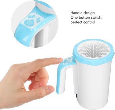 Автоматичний очищувач лап для собак середніх та великих порід – 2 режими очищення, м'яка силіконова щітка (Білий, Синій)