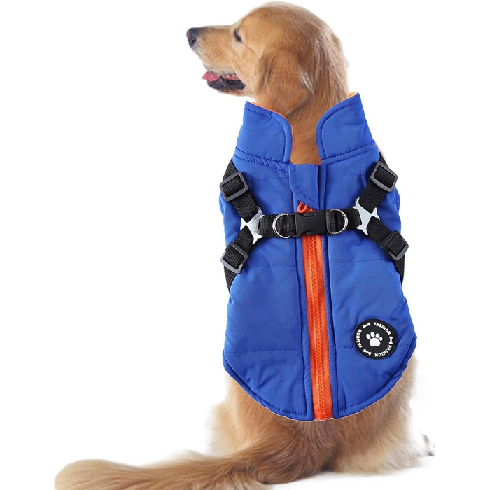 Зимовий антідощовий одяг для собак – тепла флісова куртка для цуценят, маленьких, середніх та великих собак (блакитний, XL)