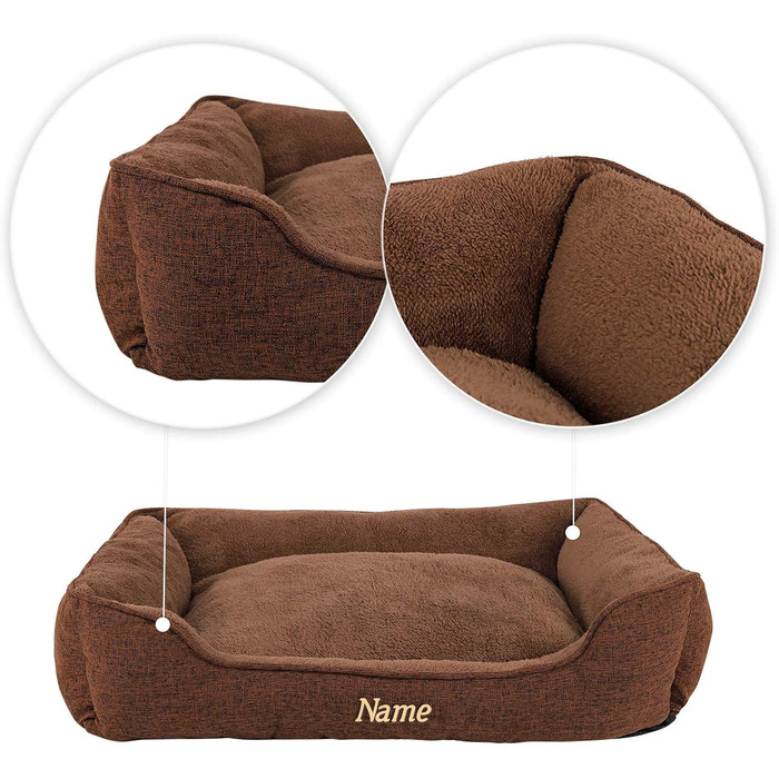 М'яке ліжко для собак Lionto знімний чохол, 110x80 см, коричневе, з антиковзким дном