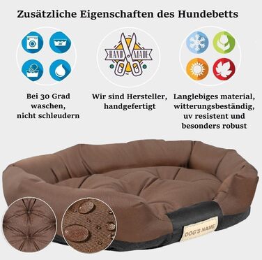 Ліжко для собак XL 115x95 см, коричневе, персоналізоване, вологостійке, миється. Для великих собак.