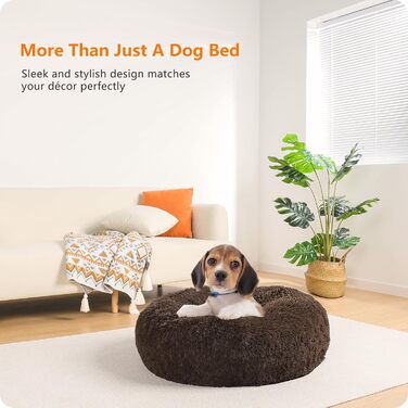 Ортопедичне ліжко для собак, кругле, м'яке, для котів та собак, 70 см Ø, (60x60x18 см), коричневе