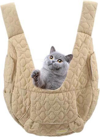 Рюкзак-переноска для собак та котів Ahuuen - дихаючий, м'який, для маленьких собак, кошенят, подорожей, кемпінгу, прогулянок, їзди на велосипеді, Khaki