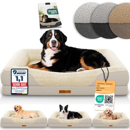 Ортопедичне ліжко для собак ELONEO, великі породи - 122x89x20 см, кошик для собак з Memory Foam, вологостійкий та пральний килимок для собак, подушка для собак, матрац для собак з м'якою оббивкою, Кремовий L 122 x 89 x 20 см Кремовий