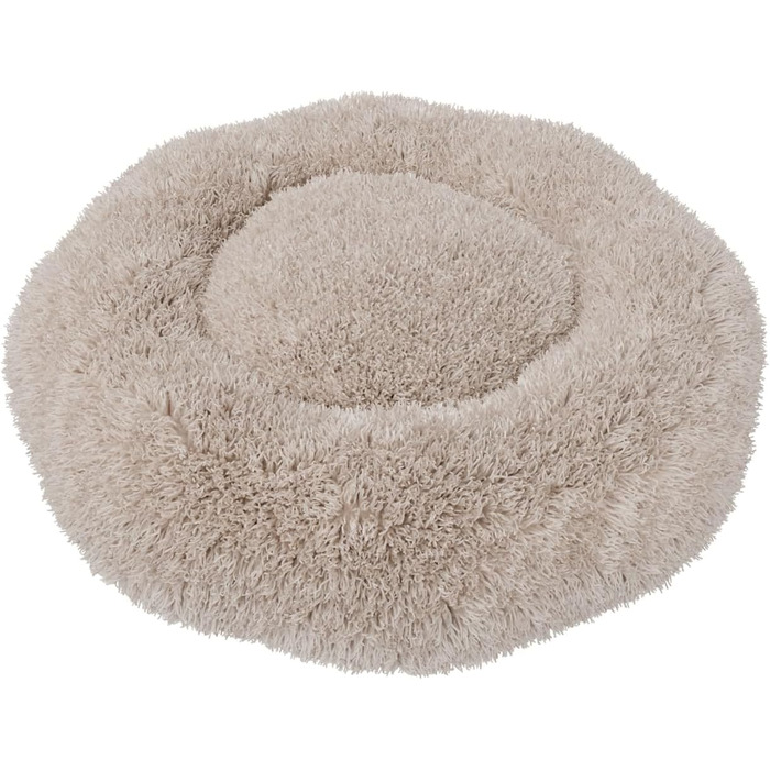 Лягу для собак Benno® BALU 70x70x16 см, пухнасте гніздо, бежевий, з іграшкою, антиковзаюче дно