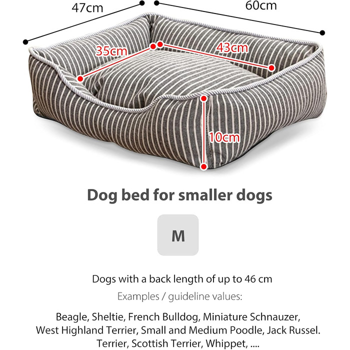Ортопедичне ліжко для собак Petcute Hautierbett, м'яке, знімний чохол, для маленьких собак, сіре (M)