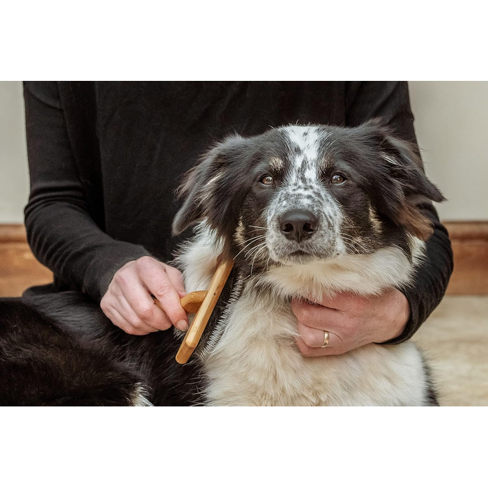 М'яка бамбукова щітка для грумінгу Mikki 6280033 з кульковими насадками для собак та котів, велика, 99 г (коричнева, M)