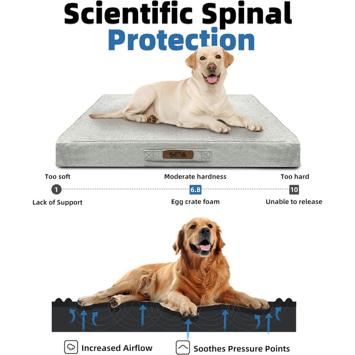 Ліжко для собак Sytopia XXL, водовідштовхувальне, кошик, 59 кг, для великих собак, для дому та вулиці, світло-сірий, 127 см, XX-Large