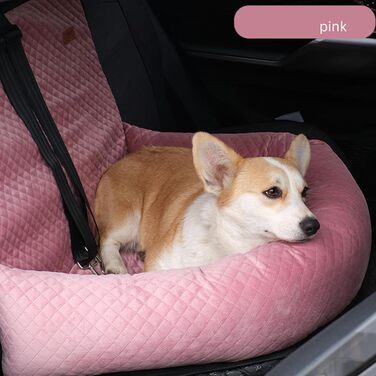 Автокрісло для собак на заднє сидіння, автосидіння для тварин, миється, для маленьких та середніх собак, переноска для собак з неслизьким покриттям та ременем безпеки, рожевий колір