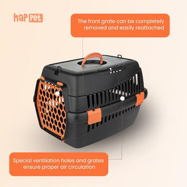 Транспортний бокс для котів та собак HAPPET Tiertransportbox Teddy M, темно-сірий, 56x37x37 см - міцний, добре провітрюваний, для подорожей