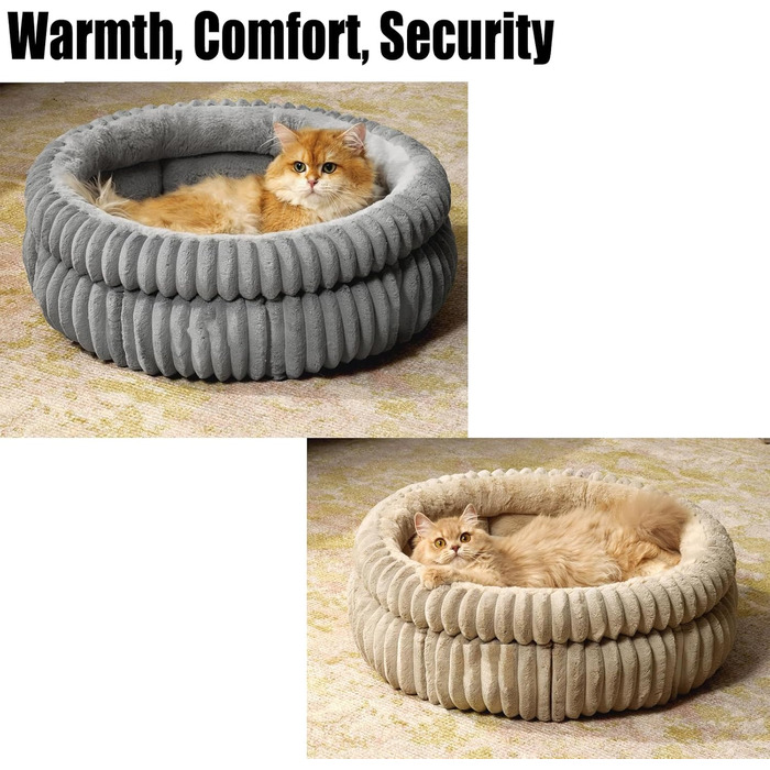 Туннель для котів KunpengZen, фетровий донат з шурхотом, котяча печера, іграшка-кошик для котів та дрібних тварин (до 4 кг), 60 см, сірий