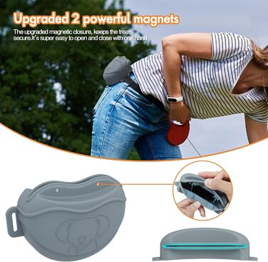 Сумка для ласощів для собак AWINNER – преміум силікон, 4 потужні магніти, регульований поясний ремінь – ідеально для дресирування цуценят та прогулянок