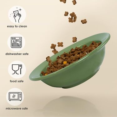 Підвищений годівниця для котів, керамічна миска для котів з металевим підставкою, антиковзаюча, не протікає, годівниця для домашніх котів (зелена, без підставки)