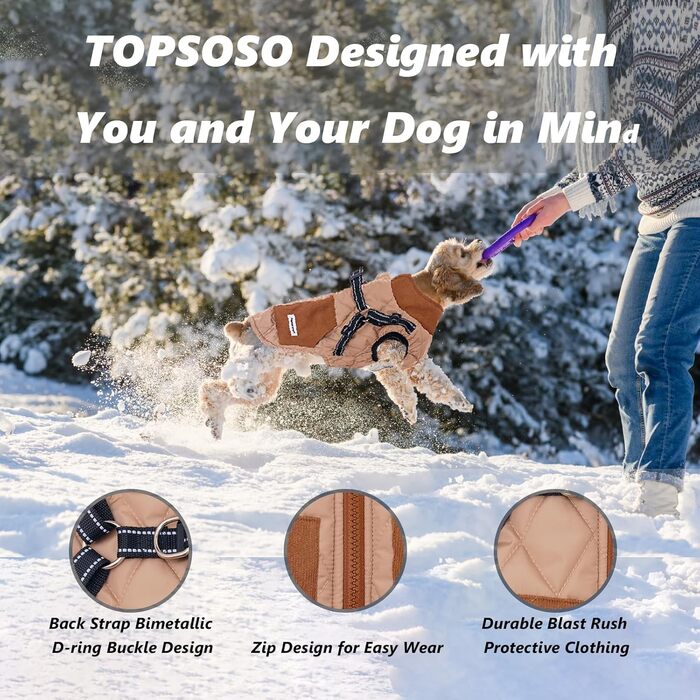 Тепла куртка для собак на зиму з поворотком для повідка, кишенями та світловідбиваючими смугами. Модна зимова жилетка для маленьких собак (Хакі M)