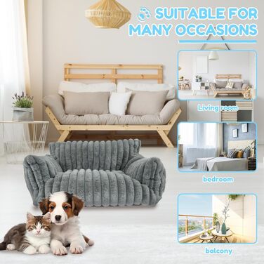 М'яке ліжко для котів та собак: зручне диванчик з фетру, антиковзаюча база, легко миється (темно-сірий)