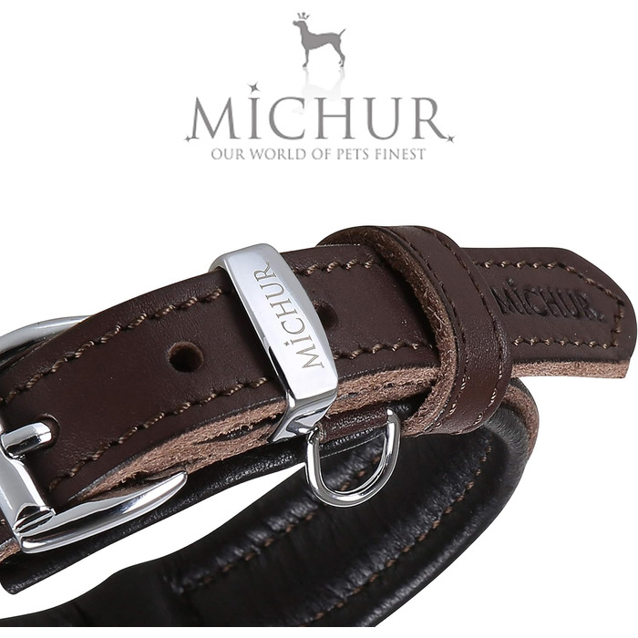 Шкіряний нашийник для собак MICHUR Design, коричневий, різні розміри