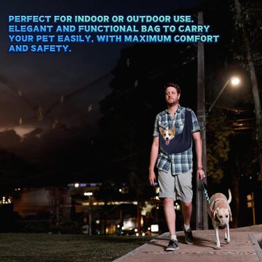 Тканина-слінг для цуценят, двостороння, для собак та котів середніх та малих порід, м'яка та зручна, регульована сумка на плече для прогулянок, подорожей та покупок (блакитна)