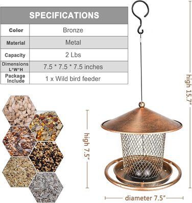 Годівниця для птахів у вигляді даху, захищена від білок, металева, 900 г, чорна/синя