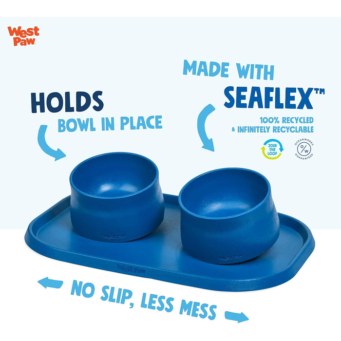 Еко-килимок під миску для собак і котів Seaflex, морський, з бортиками, для чистого годування, придатний для миття в посудомийній машині