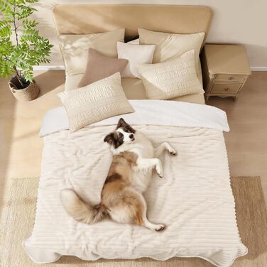 Водонепроникний коврик для собак та котів Luciphia, 100x145 см, Sherpa Fleece, захист ліжка, дивана, бежевий