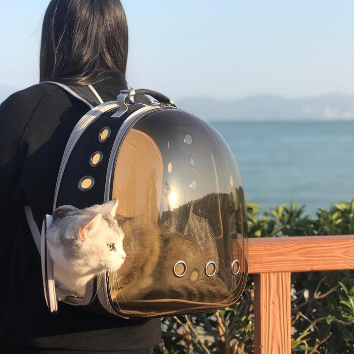 Рюкзак для кота, переноска для тварин до 9 кг, з переднім розширенням, прозора сумка-кокон для котів, кроликів та цуценят