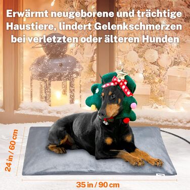 Кішка/Собака Тепла підстилка Toozey Outdoor з водонепроникним покриттям та стійким до кусання кабелем, автоматичне регулювання температури, 70x40 см (сірий, XL 90 x 60 см)