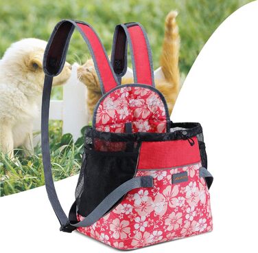 Рюкзак-переноска для кота/маленького собаки/щеня, Cinf - комфортний та безпечний транспортний рюкзак з передньою кишенею, 2.5 кг, квітковий принт