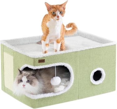 Котяче ліжко-куб для дому з дахом, сучасний будиночок для котів і дрібних тварин із кігтеточкою та схованкою