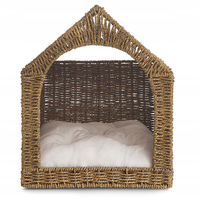 Будиночок-лежак з дашком для собак та котів, ліжко для собак з подушкою