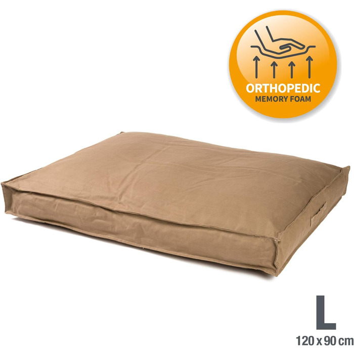 JAMAXX Преміум подушка для собак - ортопедична, з піною з пам'яті, знімний водонепроникний чохол, собаче ліжко з канвас-чохлом PDB1007 (L) 120x90, кавово-коричневий колір, розмір L (120 x 73 x 30 см)