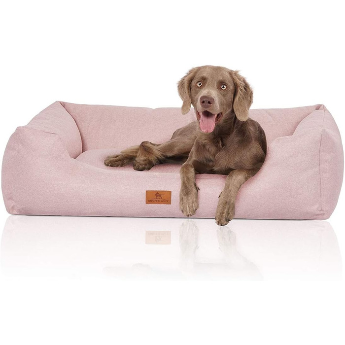 Ліжко для собак Knuffelwuff Emma велюрове, рожеве, XL 105x75 см, знімний чохол, легко чиститься, для великих, середніх і малих порід