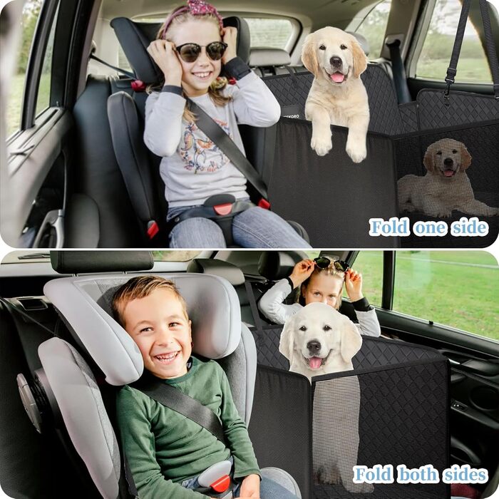 Подовжувач для заднього сидіння автомобіля для собак, міцний чохол для автосидіння для собак, витримує 200 кг, велике жорстке подовження для собак, водонепроникна гамак для собак з сіткою для автомобіля та позашляховиків (Чорний)