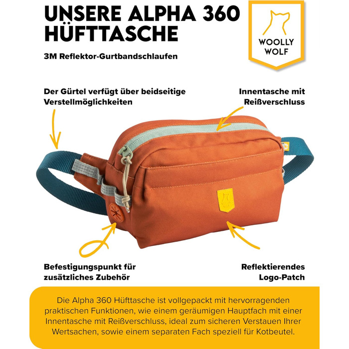 Сумка на пояс Woolly Wolf Alpha 360 для собак Terracotta Mix з перероблених матеріалів