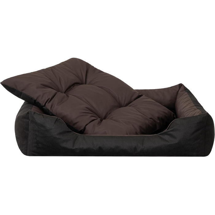 М'яке ліжко для собак та котів, 84x65 см, коричневе. Зручне, з піднятими бортиками, легко миється. Підходить для маленьких собак та котів.