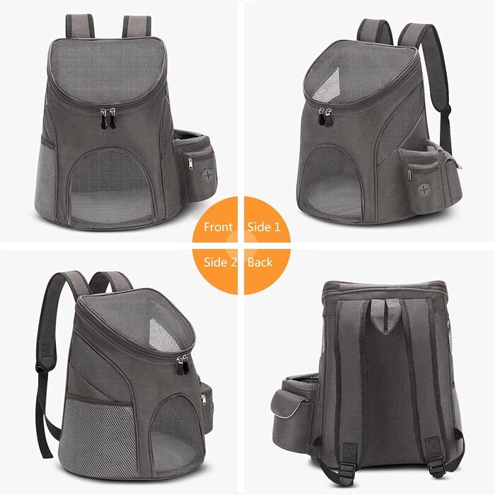 PETCUTE Рюкзак для собак і котів, переноска для маленьких собак, рюкзак для домашніх тварин з знімним килимком, рюкзак для тварин зі зручними лямками, підходить для авіаперельотів (32 x 25 x 30 см, сірий)