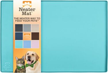 Силіконова підстилка для мисок собак і котів Neater Pet Brands, водонепроникна, аквамарин, 61×40,6 см — килимок для захисту підлоги від води і корму