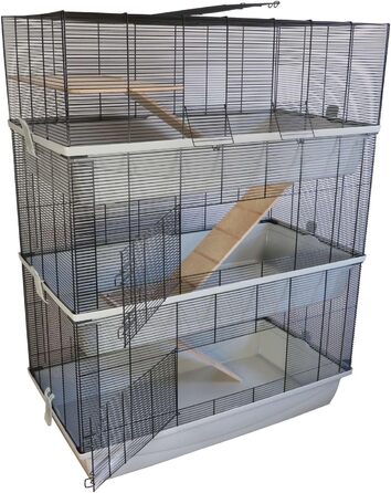 Клітка для гризунів PETGARD Carlos Sky XXL, 3-рівнева, 98x52x129 см, дерев'яні сходи, для кроликів, хом'яків, мишей