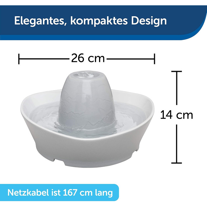 Керамічний фонтан PetSafe Streamside для котів і малих собак, безшумний, 1,8 л