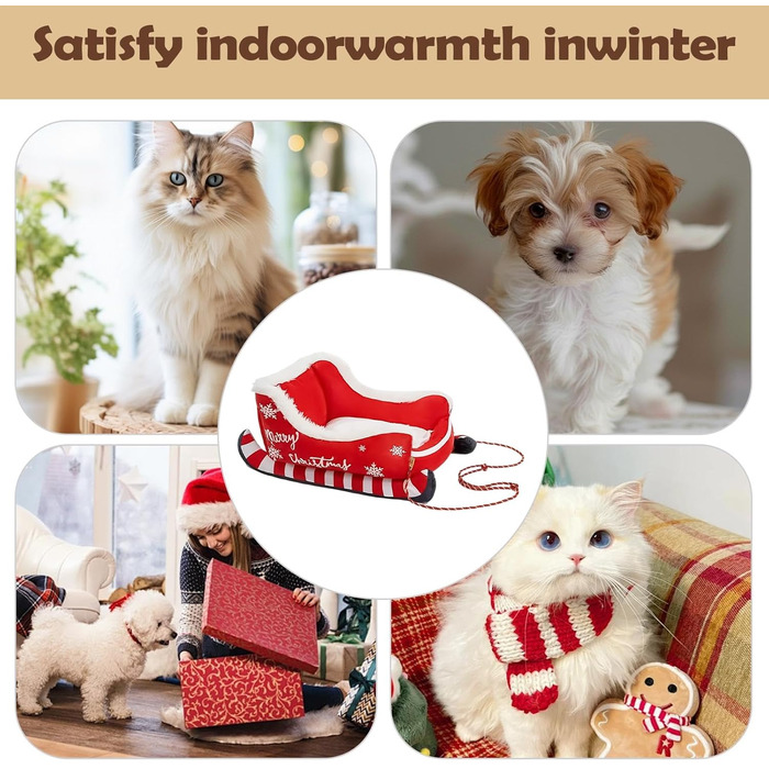 Крісло-ліжко для собак та котів у вигляді санної, плюшеве, з неслизьким килимком, тепле та затишне, для дому (L)