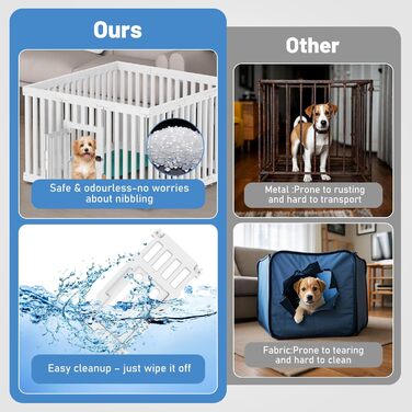 Клітка для цуценят FASRIOU Indoor 65 см, пластикове огородження для собак з антиковзкими присосками, вольєр для маленьких собак, 18 панелей (168 x 135 x 65 см), з окремими секціями