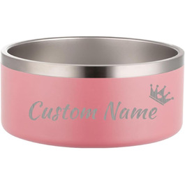 Персоналізований миска для собак та котів - нержавіюча сталева годівниця з іменем, протиковзна миска для собак та котів, поїльник для води (рожевий)