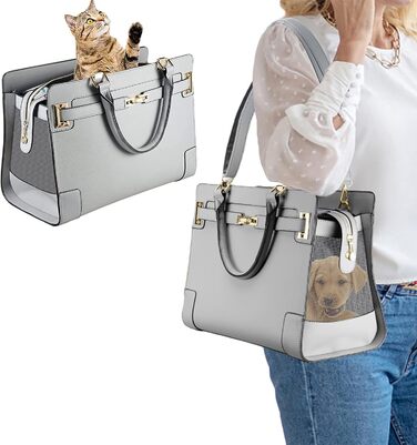 Сумка-переноска для собак NewEle Fashion: стильна переноска для маленьких собак та котів. Містка (2 великі кишені), до 4.5 кг, чорна, для подорожей, відповідає вимогам авіаліній. Сумка-переноска з PU шкіри для собак та кошенят.