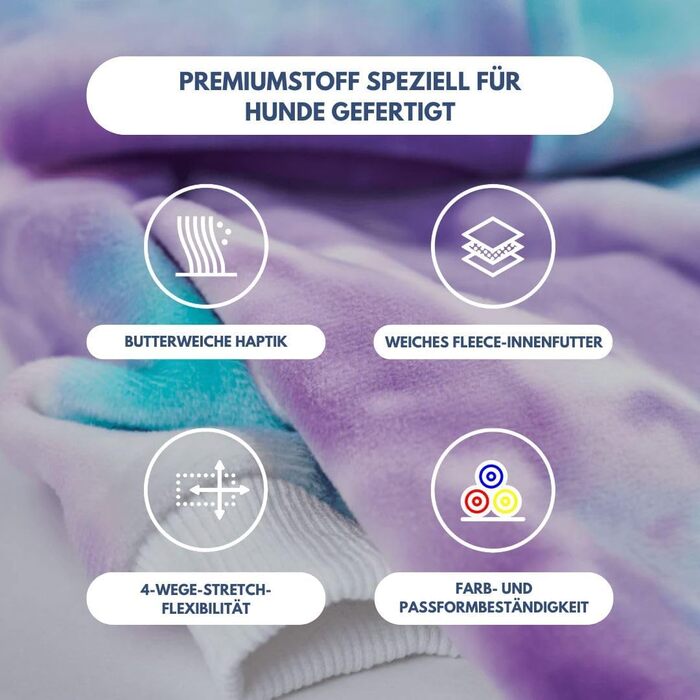 Світшот для собак Spark Paws з капюшоном, розмір XL (11-18 кг), преміум-якість, м'який велюр, заспокійливе флісове підкладка, підходить для всіх порід, 90s Retro Sky Dye