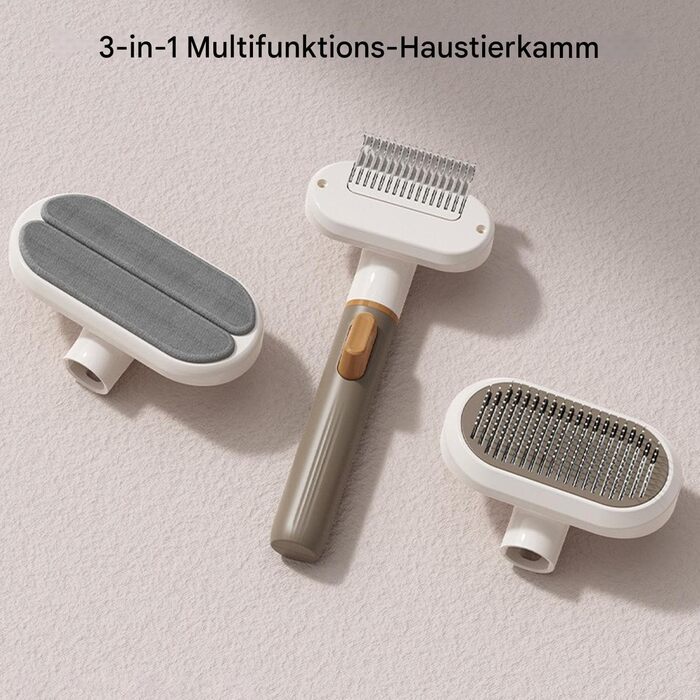 Щітка для грумінгу собак та котів з 3 насадками - для догляду за шерстю, масажу та очищення підшерстка