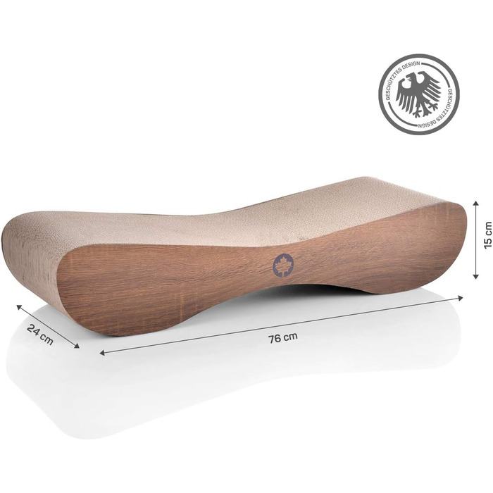 Кігтечка для котів CanadianCat Satellite 2.0 Lounge XXL | З гофрокартону з м'ятою | Колір: горіх | 76 x 24 x 24 см