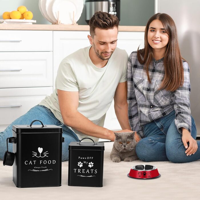 Контейнер для корму для котів Meraki Home, матовий чорний